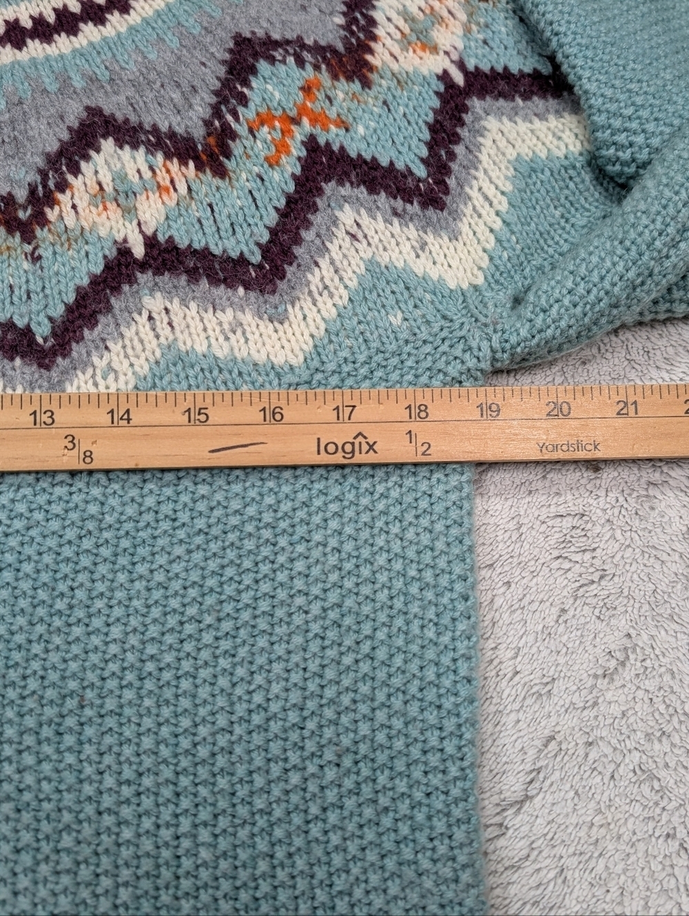 J. Crew Sweater Womens S Blue Aqua Fair Isle Zigzag Knit Wool Alpaca Casual - Picture 5 of 10